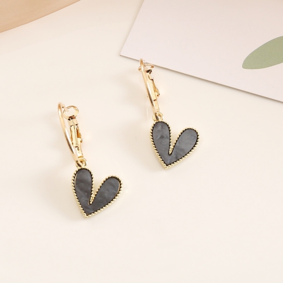 Jewelry - 4/$20 Small Black Heart Hoop Earrings